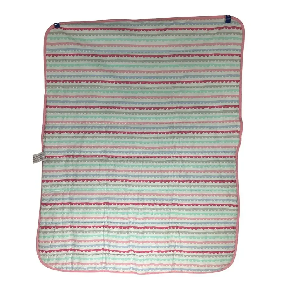 Parents Choice Walmart Pink Floral Flower Scallop Stripe Double Sided Blanket